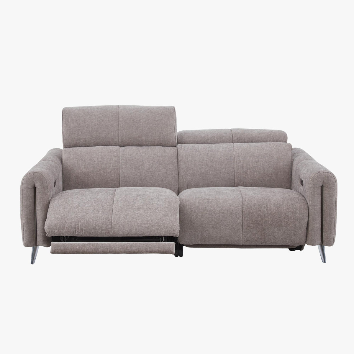 ELISE Canapé 3 places relax électrique en tissu taupe - Canapé relax - Mobilier Deco