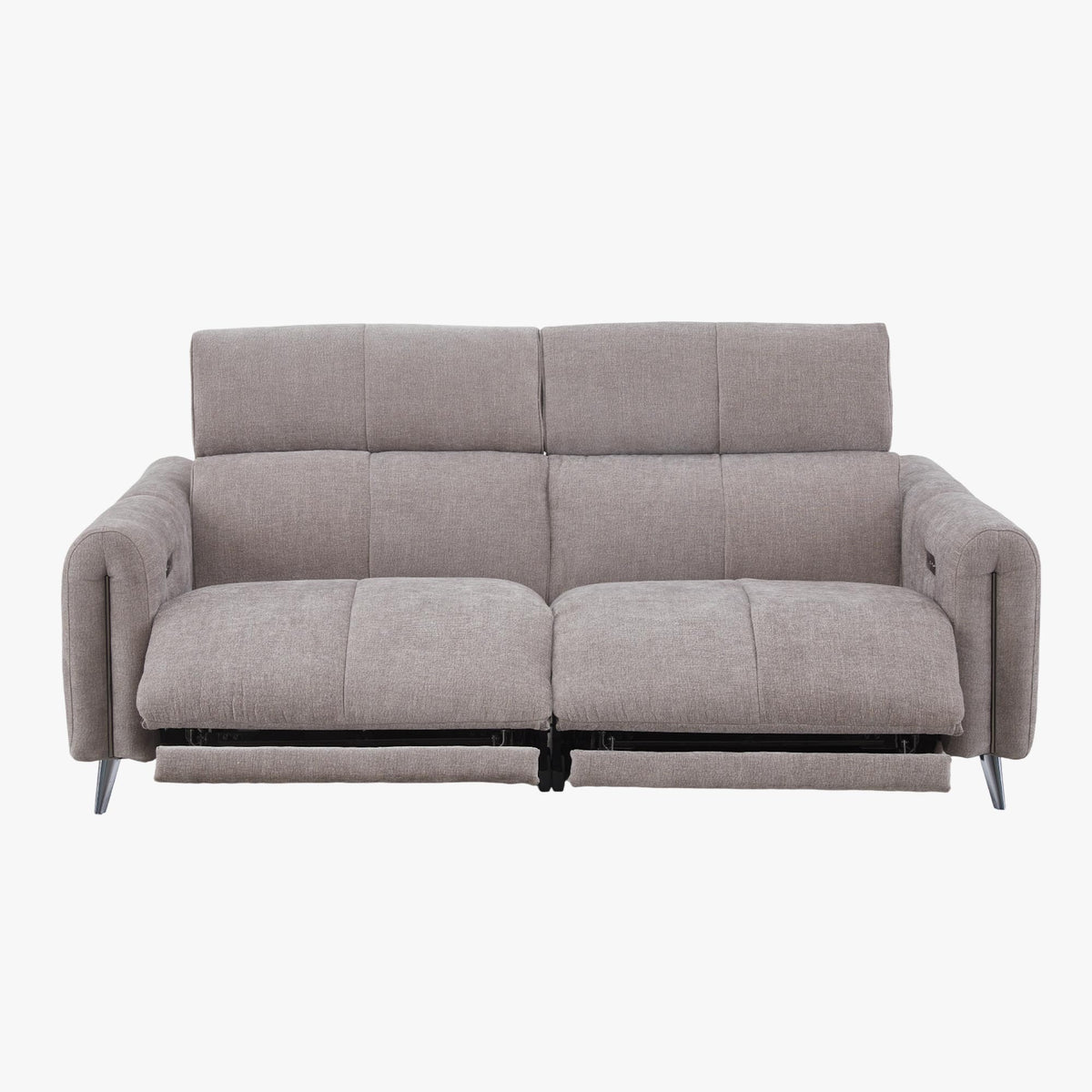 ELISE Canapé 3 places relax électrique en tissu taupe - Canapé relax - Mobilier Deco
