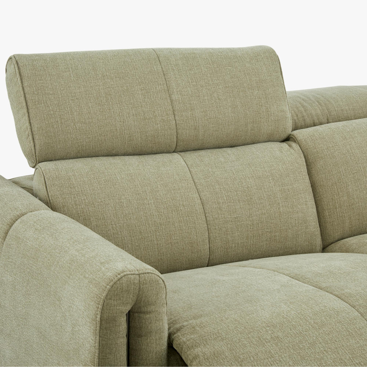 ELISE Canapé 3 places relax électrique en tissu vert clair - Canapé relax - Mobilier Deco