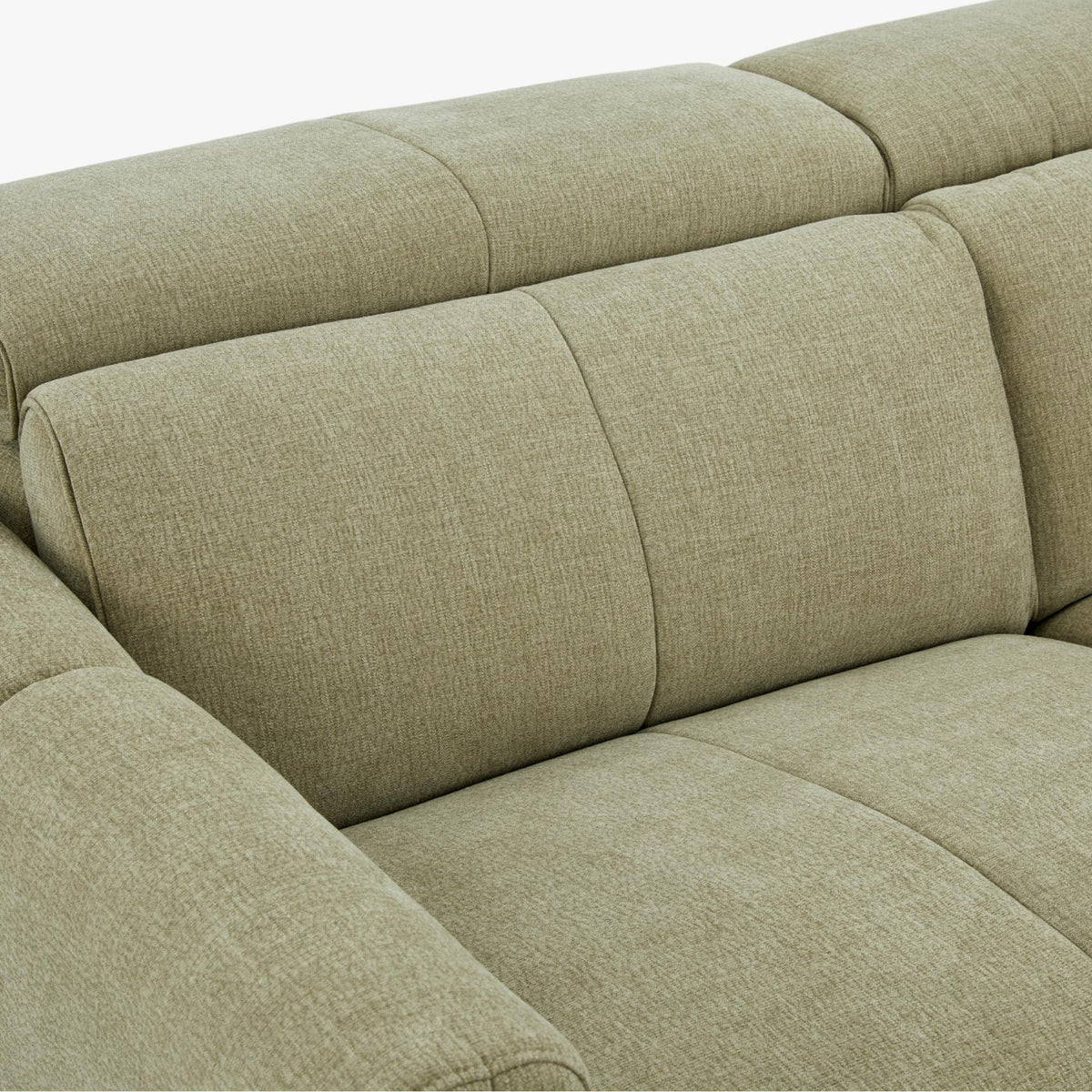 ELISE Canapé 3 places relax électrique en tissu vert clair - Canapé relax - Mobilier Deco