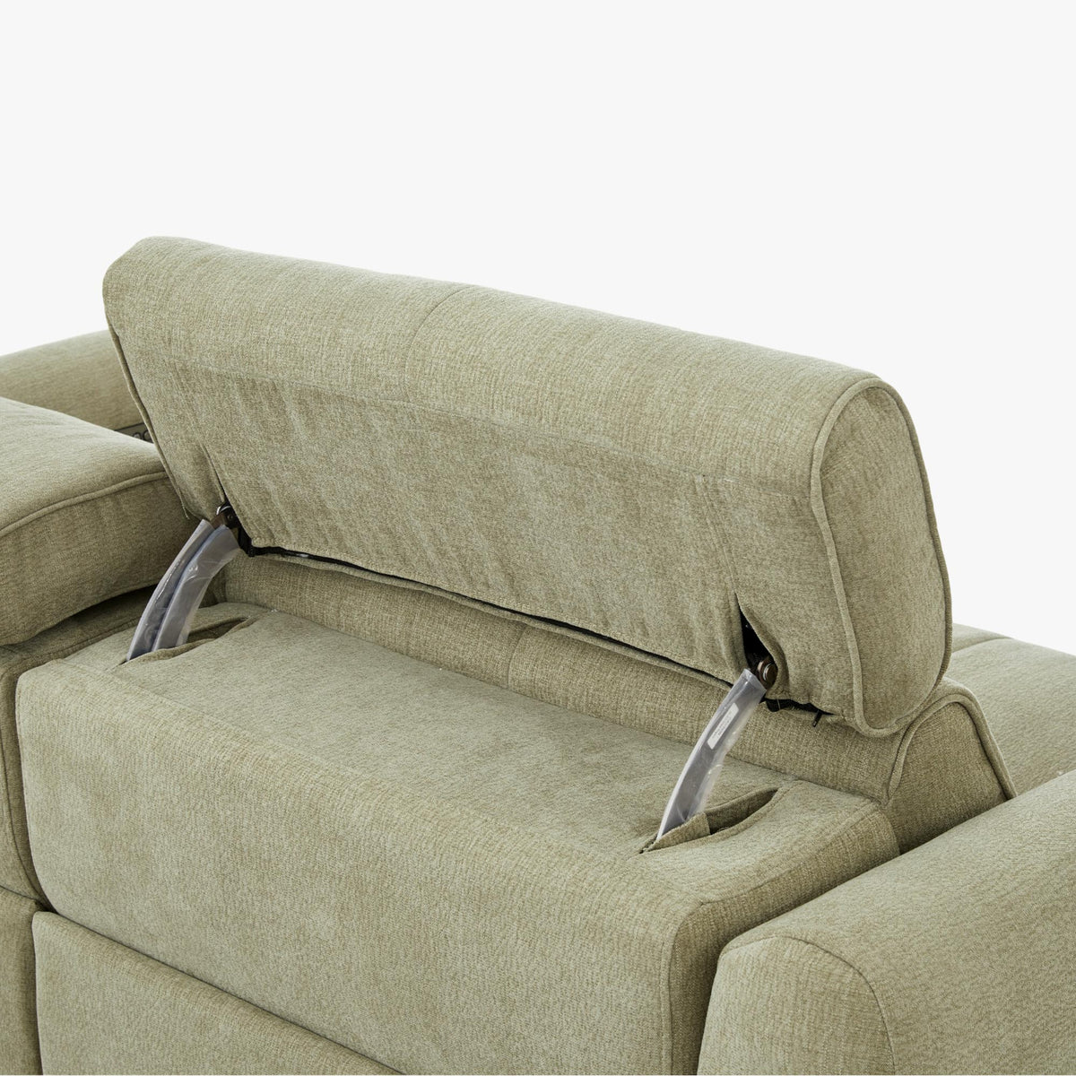 ELISE Canapé 3 places relax électrique en tissu vert clair - Canapé relax - Mobilier Deco