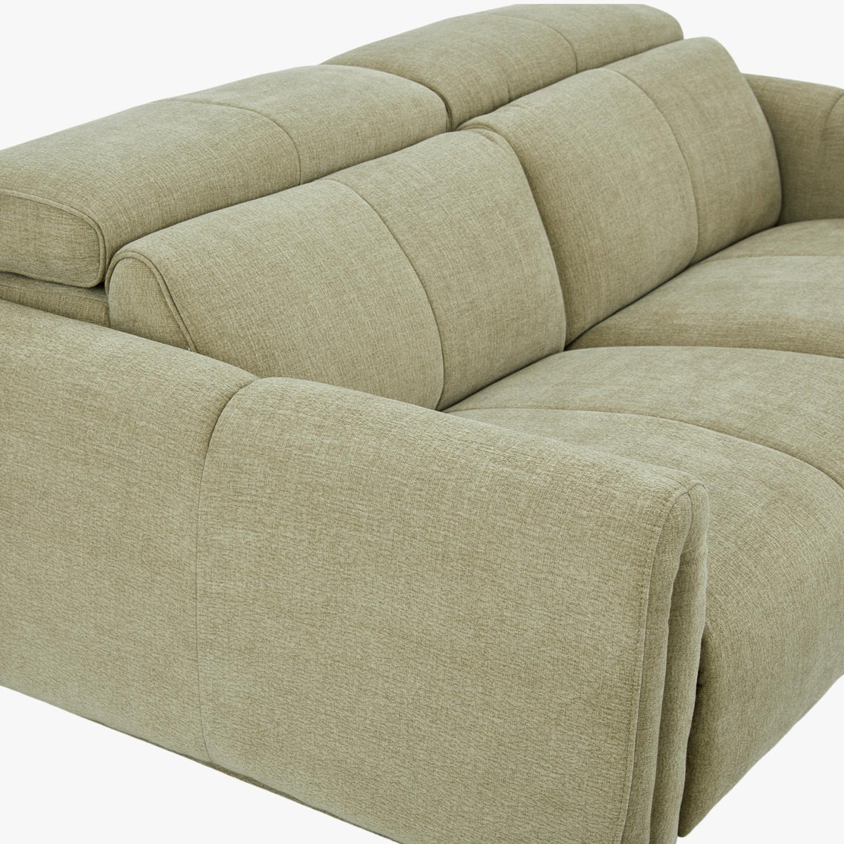 ELISE Canapé 3 places relax électrique en tissu vert clair - Canapé relax - Mobilier Deco