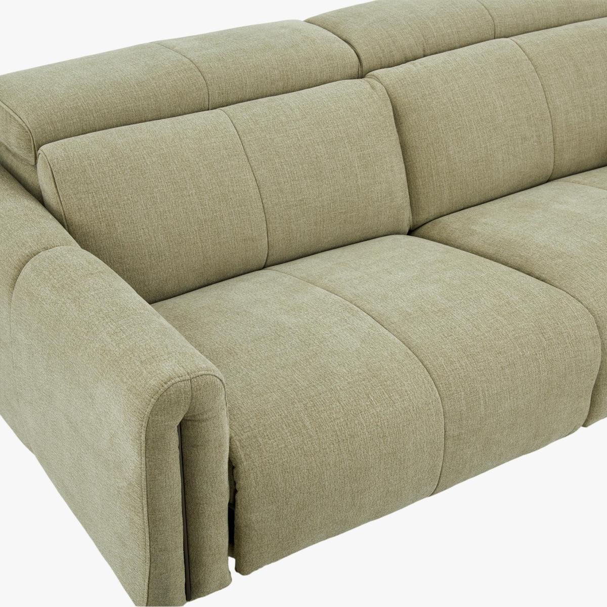 ELISE Canapé 3 places relax électrique en tissu vert clair - Canapé relax - Mobilier Deco