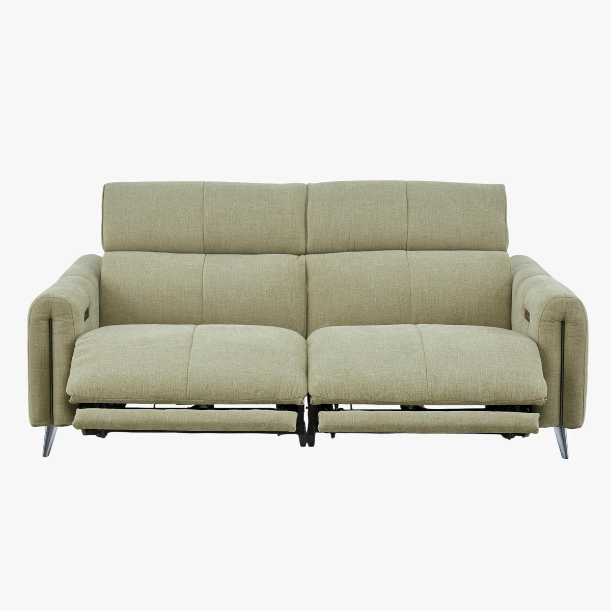 ELISE Canapé 3 places relax électrique en tissu vert clair - Canapé relax - Mobilier Deco