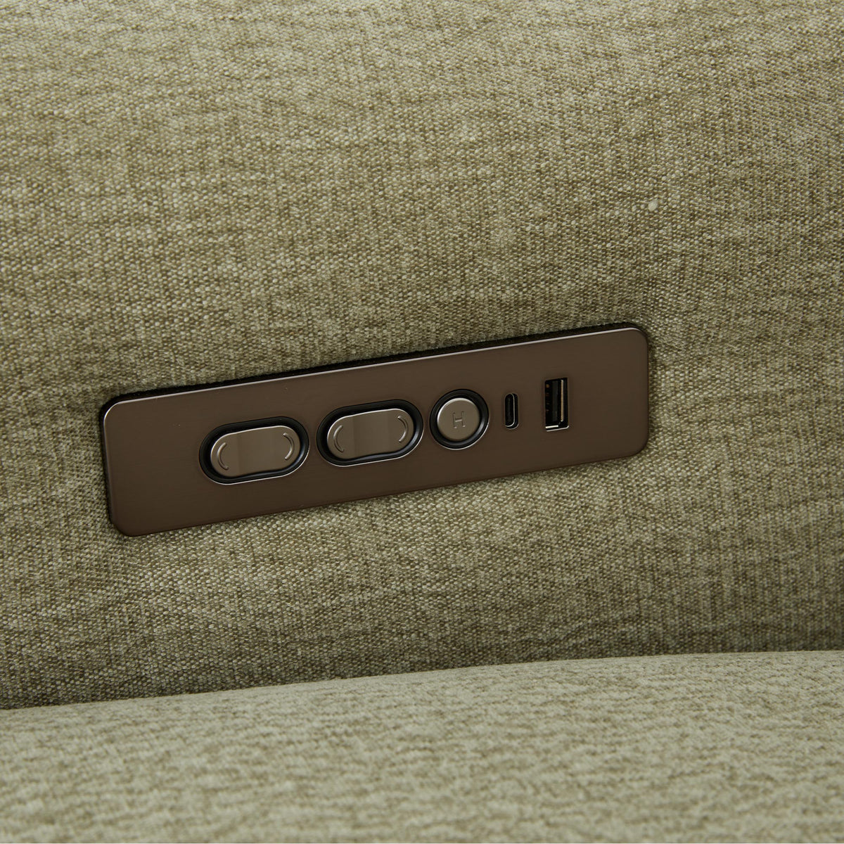 ELISE Canapé 3 places relax électrique en tissu vert clair - Canapé relax - Mobilier Deco