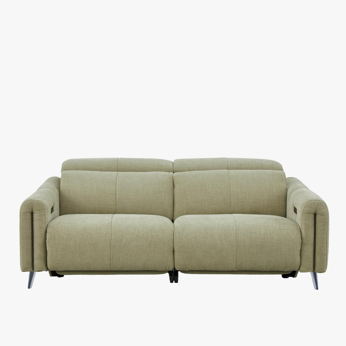 ELISE Canapé 3 places relax électrique en tissu vert clair - Canapé relax - Mobilier Deco