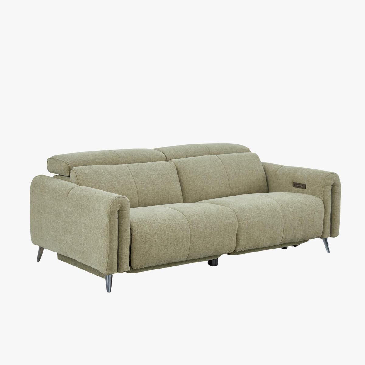 ELISE Canapé 3 places relax électrique en tissu vert clair - Canapé relax - Mobilier Deco