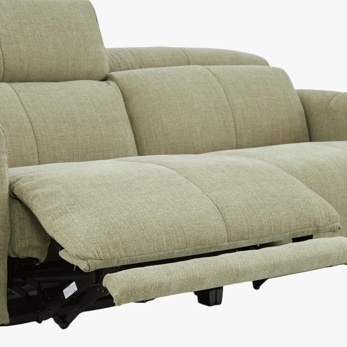 ELISE Canapé 3 places relax électrique en tissu vert clair - Canapé relax - Mobilier Deco