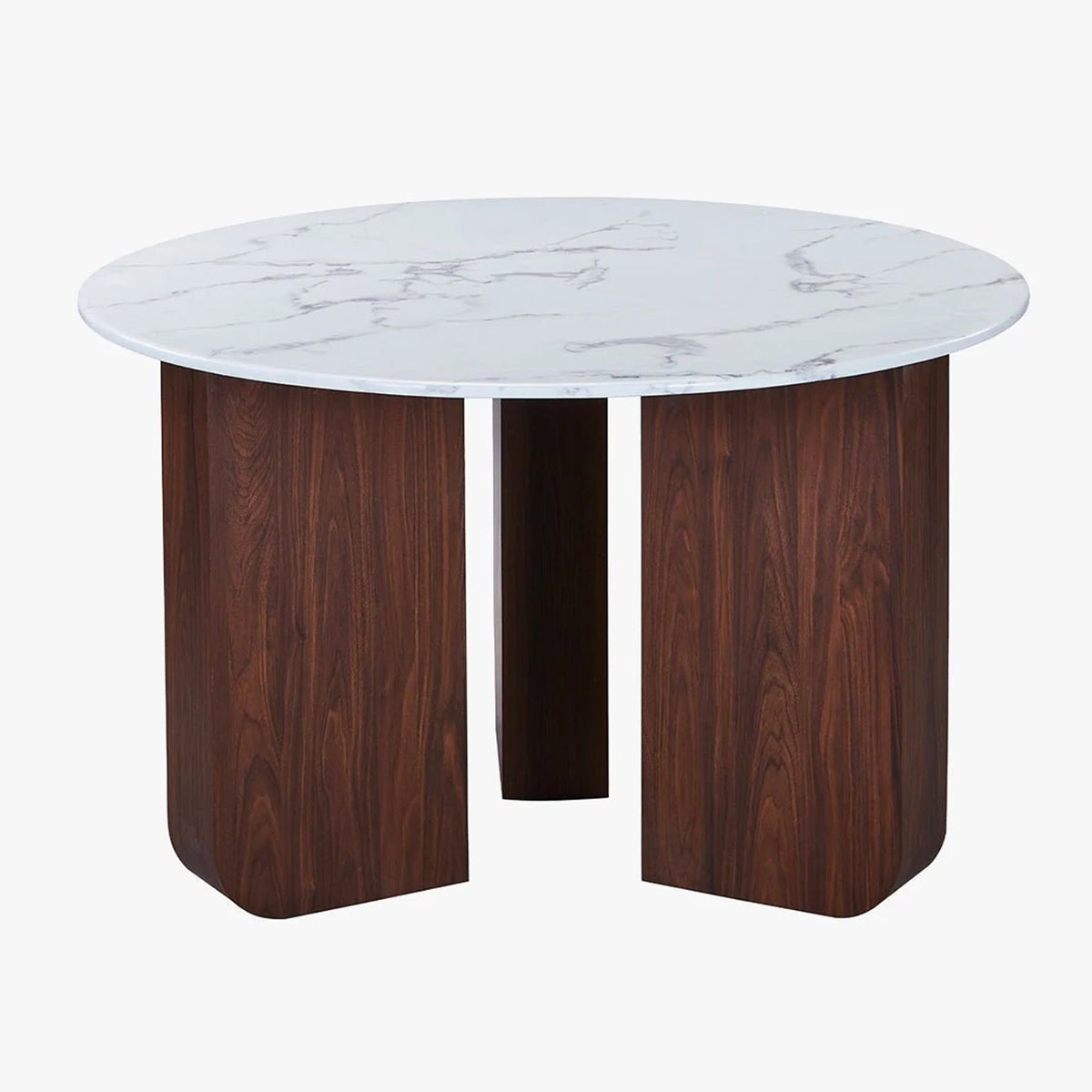 ELODIE - 60 Table basse ronde en marbre composite pieds couleur bois foncé D60 cm - Table basse - Mobilier Deco