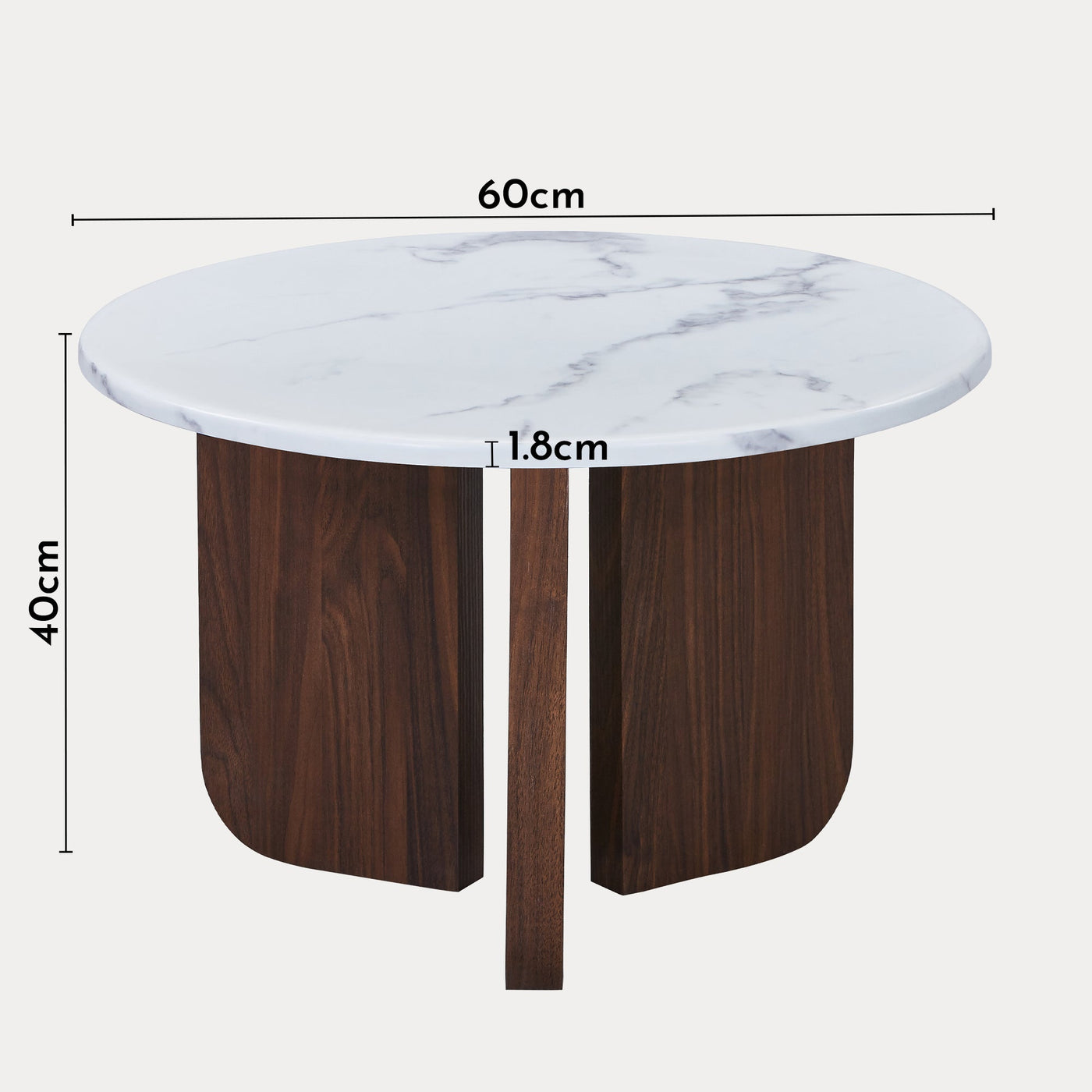 ELODIE - 60 Table basse ronde en marbre composite pieds couleur bois foncé D60 cm - Table basse - Mobilier Deco
