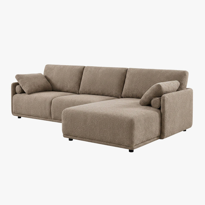 ELORA Canapé d'angle en tissu beige - Angle droit