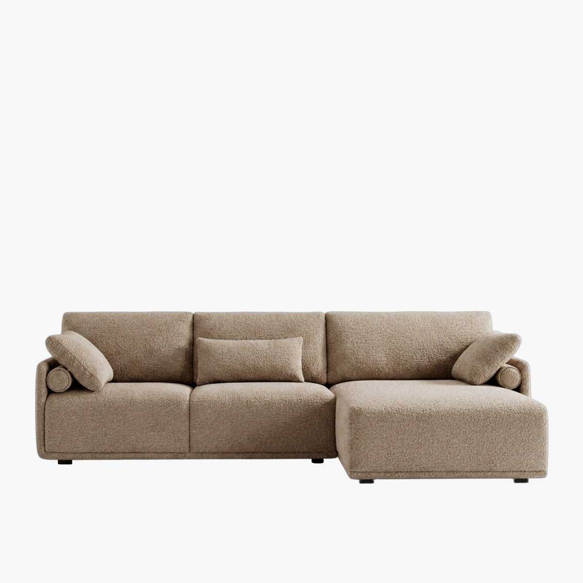 ELORA Canapé d'angle en tissu beige - Angle droit - Canapés d'angle - Mobilier Deco