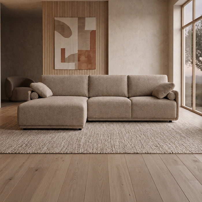 ELORA Canapé d'angle en tissu beige - Angle gauche