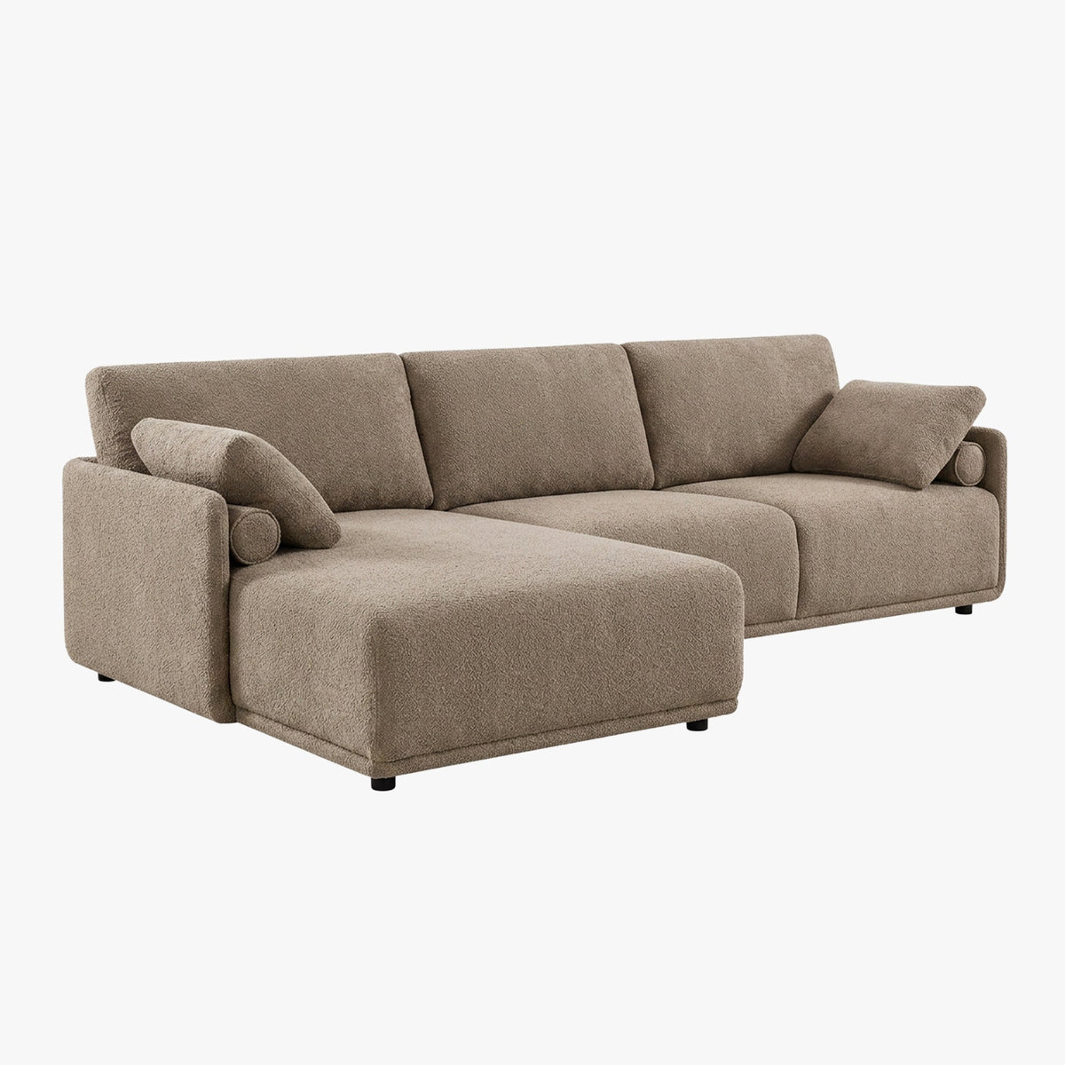 ELORA Canapé d'angle en tissu beige - Angle gauche - Canapés d'angle - Mobilier Deco