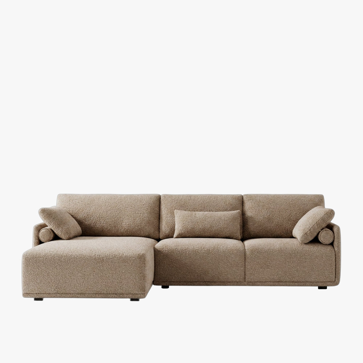 ELORA Canapé d'angle en tissu beige - Angle gauche - Canapés d'angle - Mobilier Deco