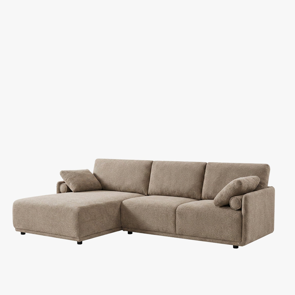 ELORA Canapé d'angle en tissu beige - Angle gauche - Canapés d'angle - Mobilier Deco