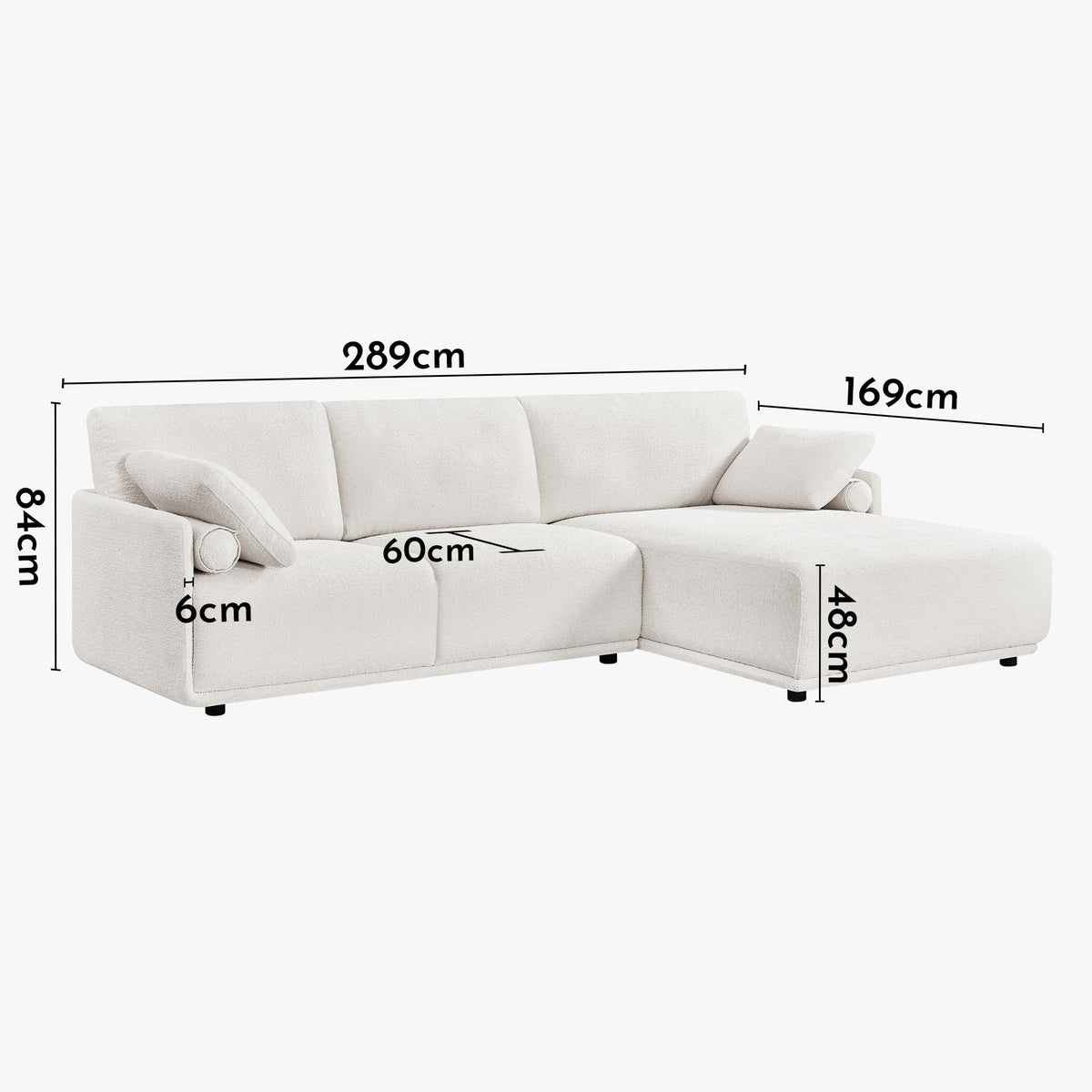 ELORA Canapé d'angle en tissu blanc écru - Angle droit - Canapés d'angle - Mobilier Deco
