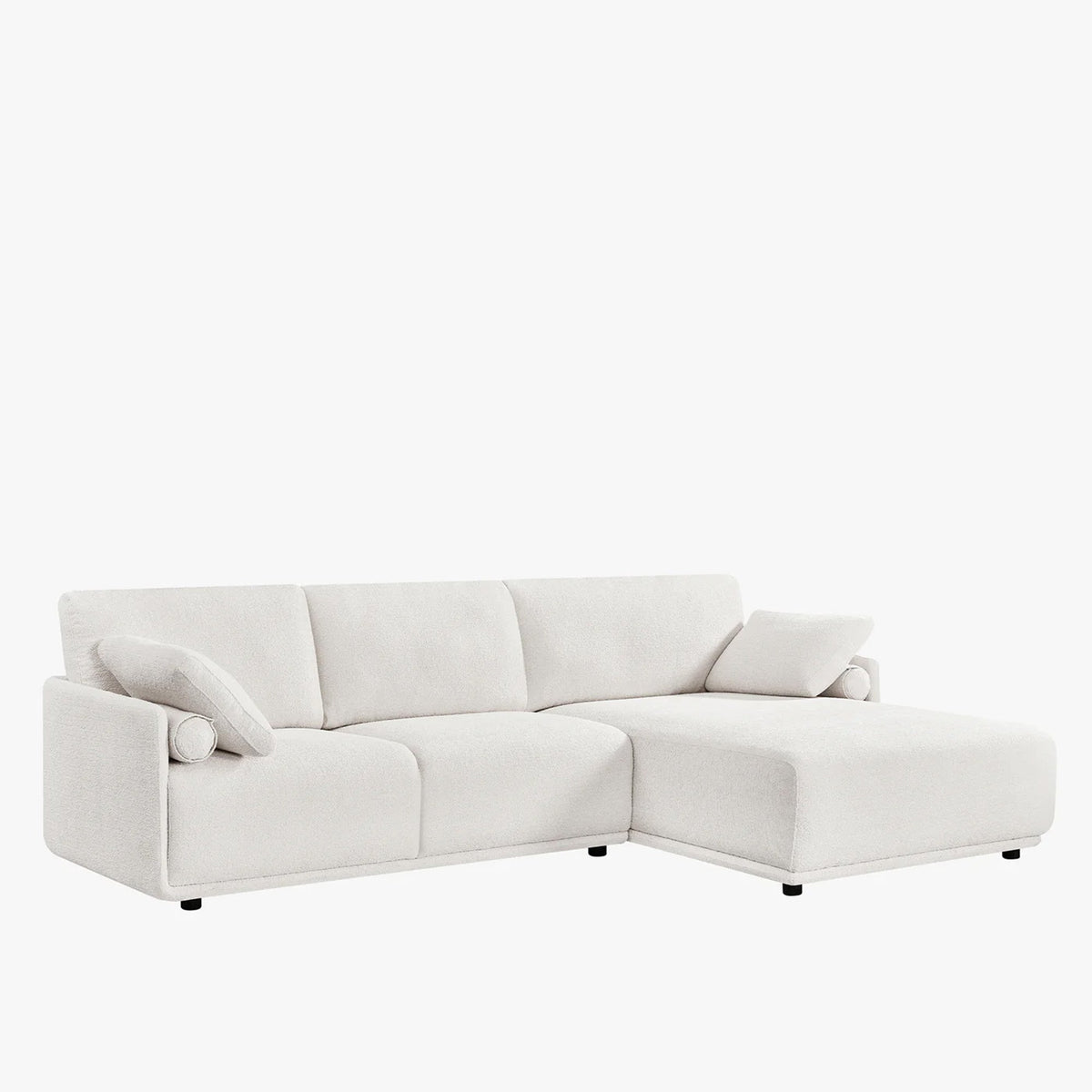 ELORA Canapé d'angle en tissu blanc écru - Angle droit - Canapés d'angle - Mobilier Deco