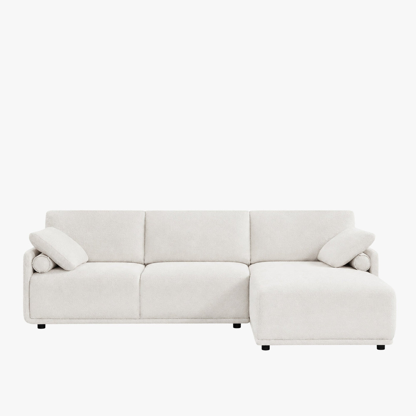 ELORA Canapé d'angle en tissu blanc écru - Angle droit - Canapés d'angle - Mobilier Deco
