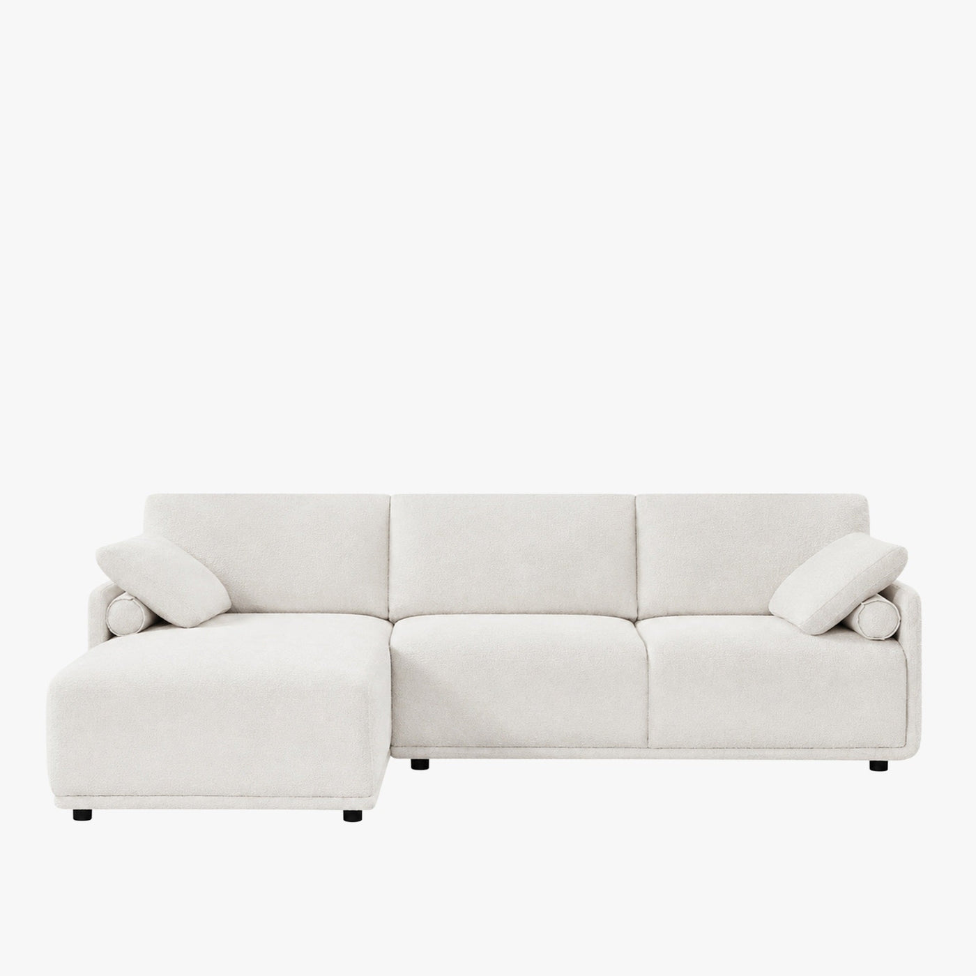 ELORA Canapé d'angle en tissu blanc écru - Angle gauche - Canapés d'angle - Mobilier Deco