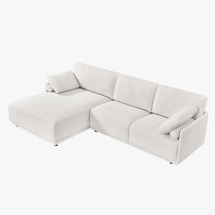 ELORA Canapé d'angle en tissu blanc écru - Angle gauche