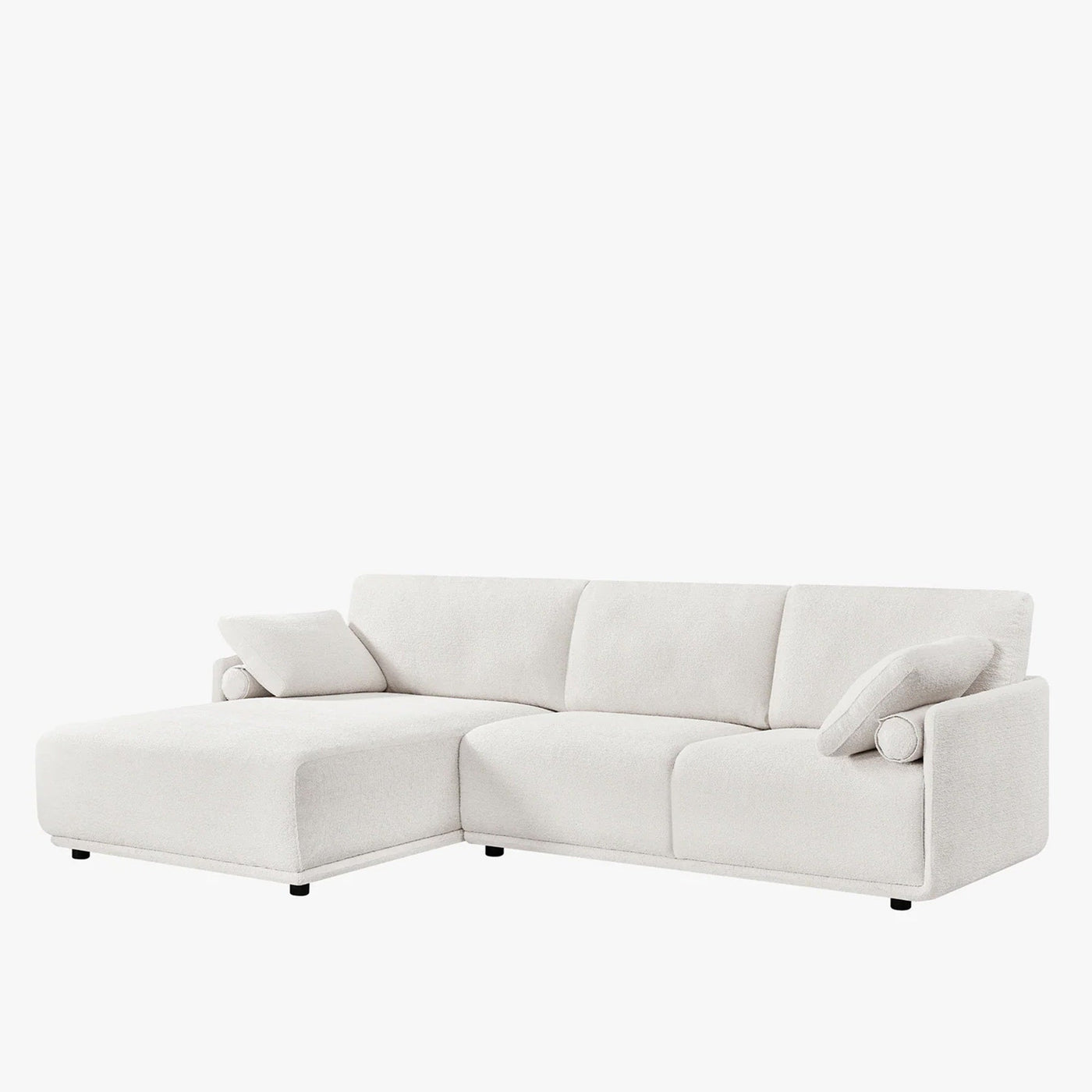 ELORA Canapé d'angle en tissu blanc écru - Angle gauche - Canapés d'angle - Mobilier Deco