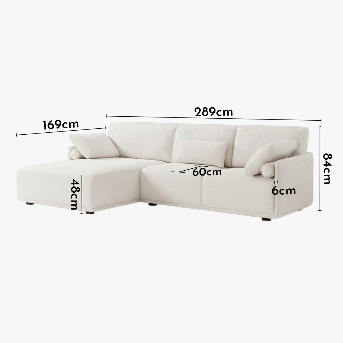 ELORA Canapé d'angle en tissu blanc écru - Angle gauche - Canapés d'angle - Mobilier Deco