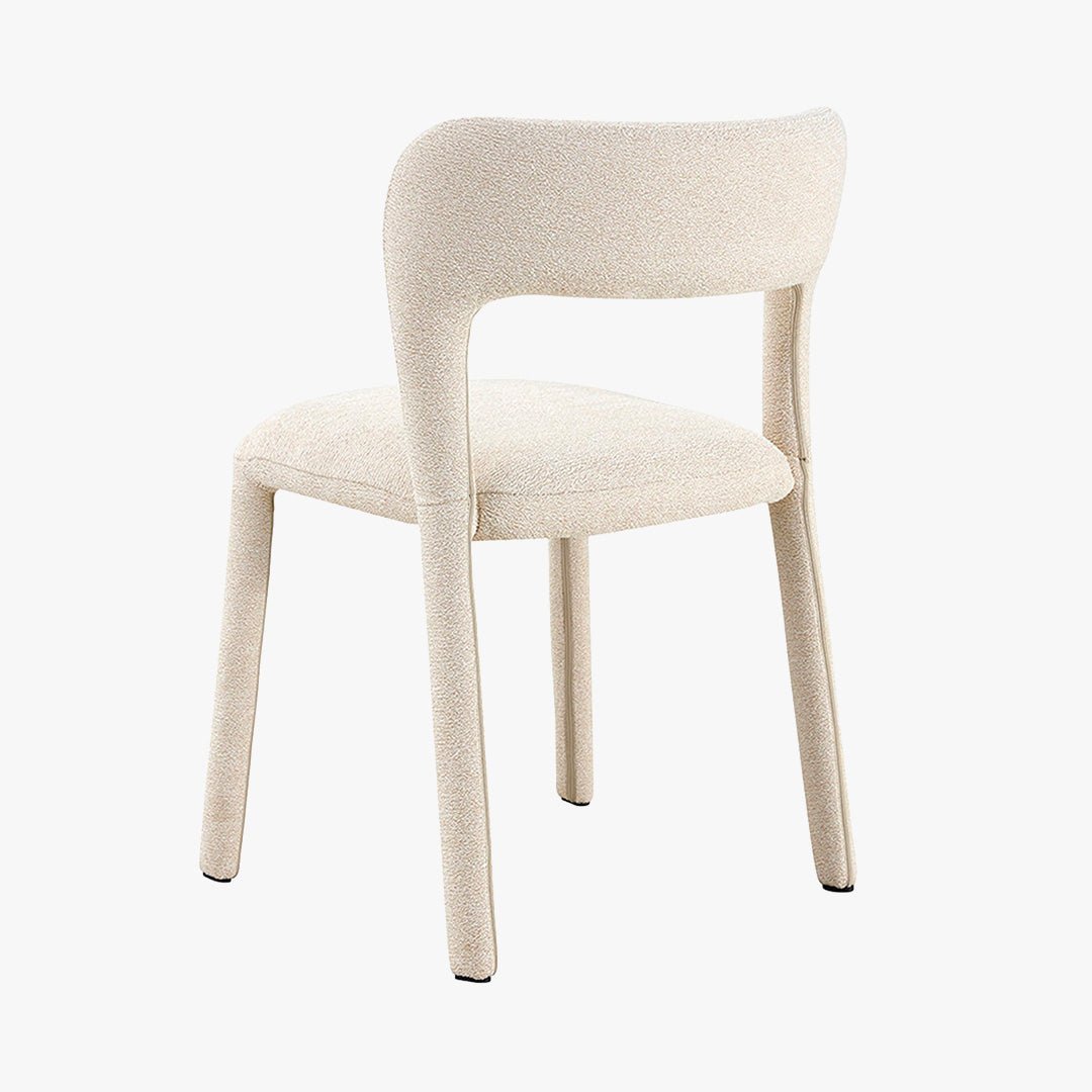 ELVAS Chaise empilable en tissu bouclette beige - Chaise de repas - Mobilier Deco