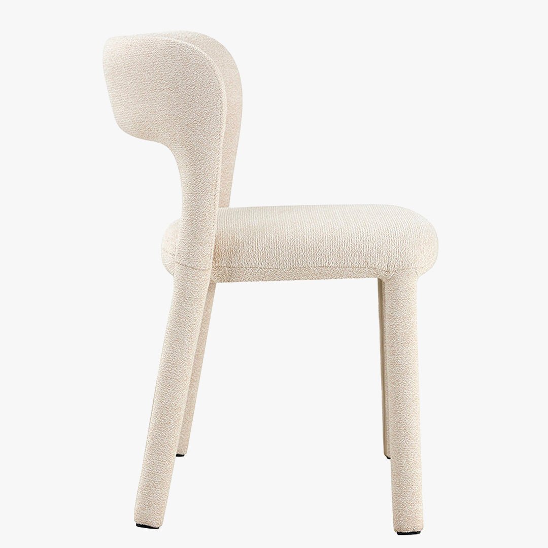 ELVAS Chaise empilable en tissu bouclette beige - Chaise de repas - Mobilier Deco