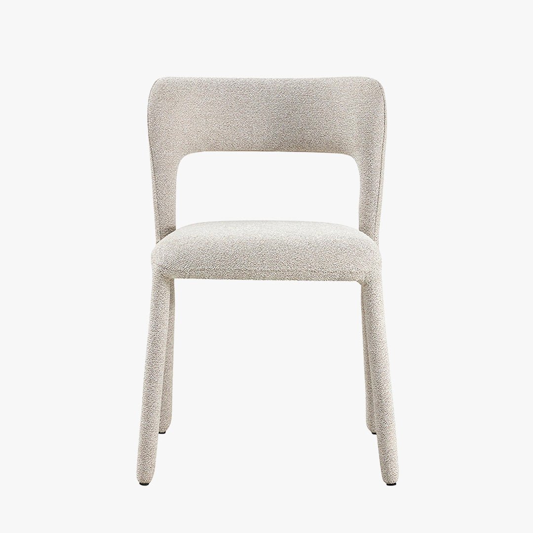ELVAS Chaise empilable en tissu bouclette écru - Chaise de repas - Mobilier Deco