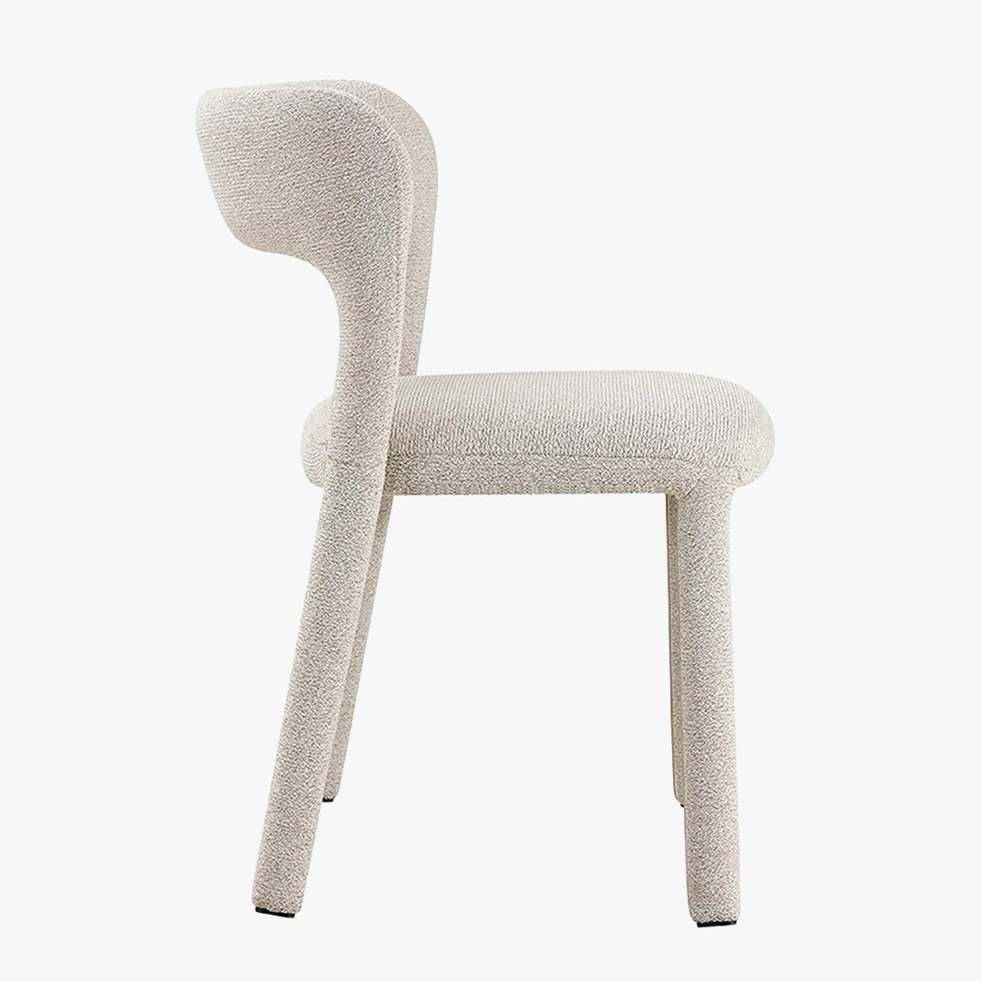 ELVAS Chaise empilable en tissu bouclette écru - Chaise de repas - Mobilier Deco