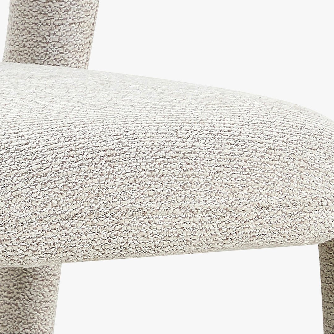 ELVAS Chaise empilable en tissu bouclette écru - Chaise de repas - Mobilier Deco
