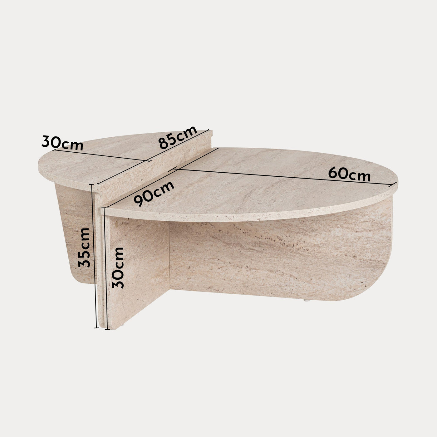 ELYNA Table basse ronde beige D90 cm - Table basse - Mobilier Deco