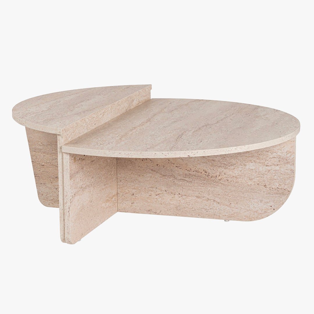 ELYNA Table basse ronde beige D90 cm - Table basse - Mobilier Deco