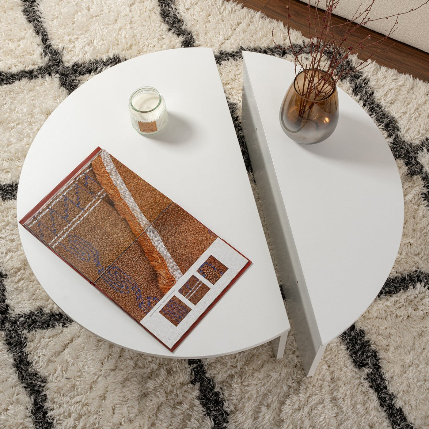 ELYNA Table basse ronde blanc D90 cm - Table basse - Mobilier Deco