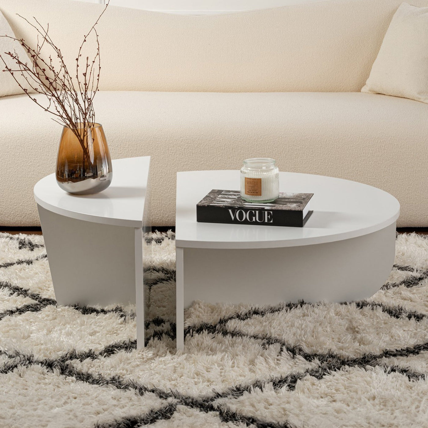 ELYNA Table basse ronde blanc D90 cm - Table basse - Mobilier Deco