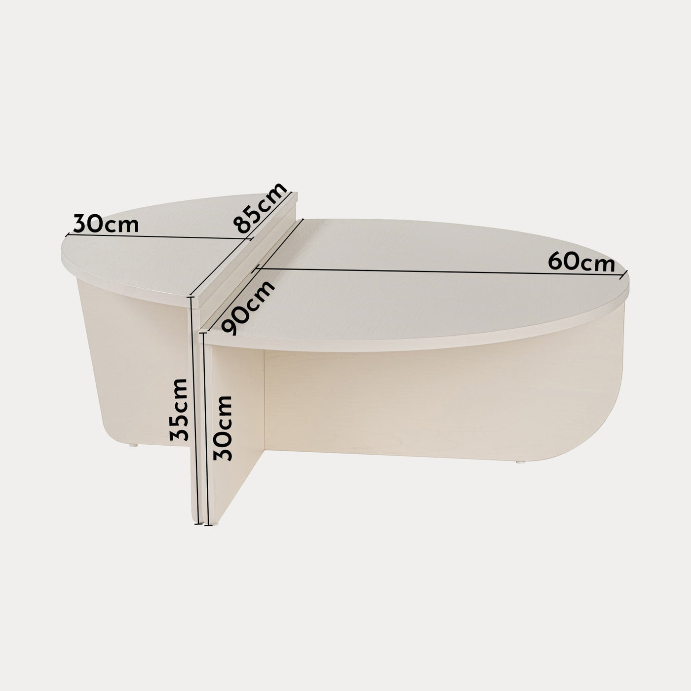 ELYNA Table basse ronde couleur bois blanc D90 cm - Table basse - Mobilier Deco