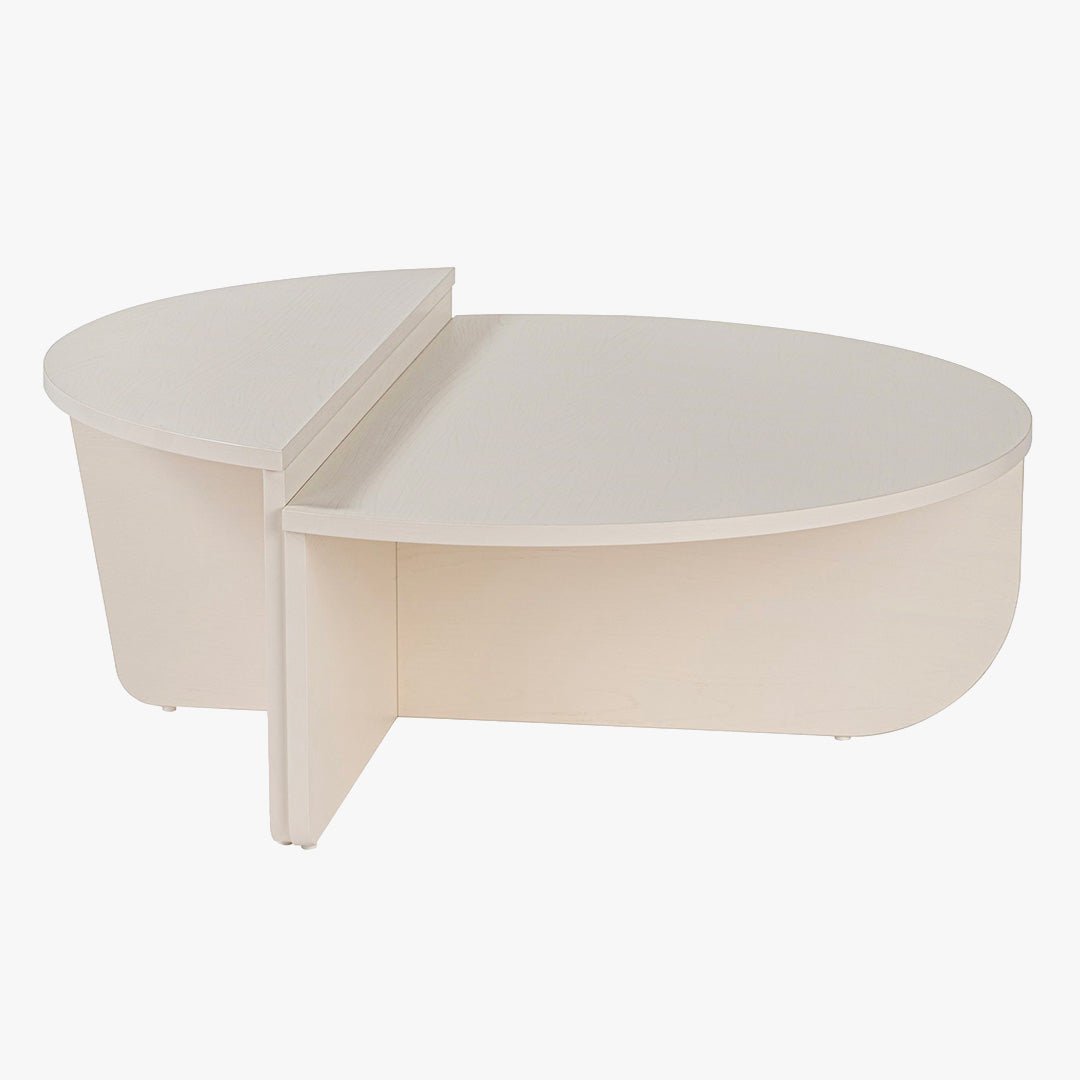 ELYNA Table basse ronde couleur bois blanc D90 cm - Table basse - Mobilier Deco