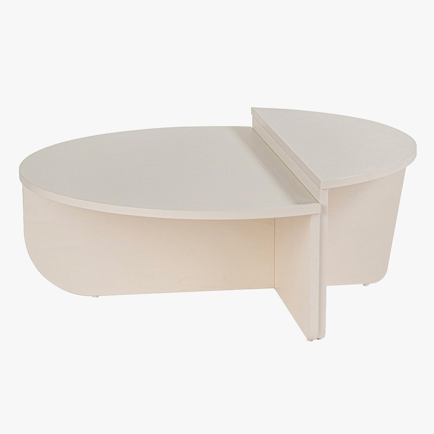 ELYNA Table basse ronde couleur bois blanc D90 cm - Table basse - Mobilier Deco