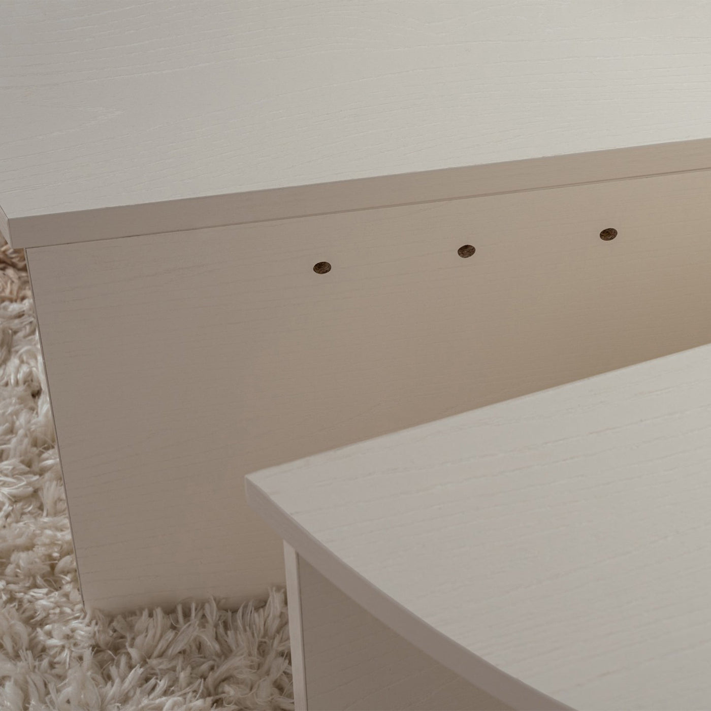 ELYNA Table basse ronde couleur bois blanc D90 cm - Table basse - Mobilier Deco