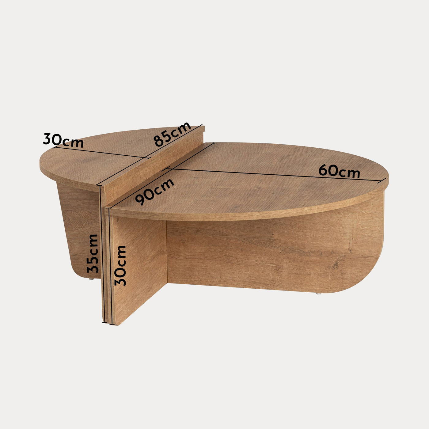 ELYNA Table basse ronde couleur bois clair D90 cm - Table basse - Mobilier Deco