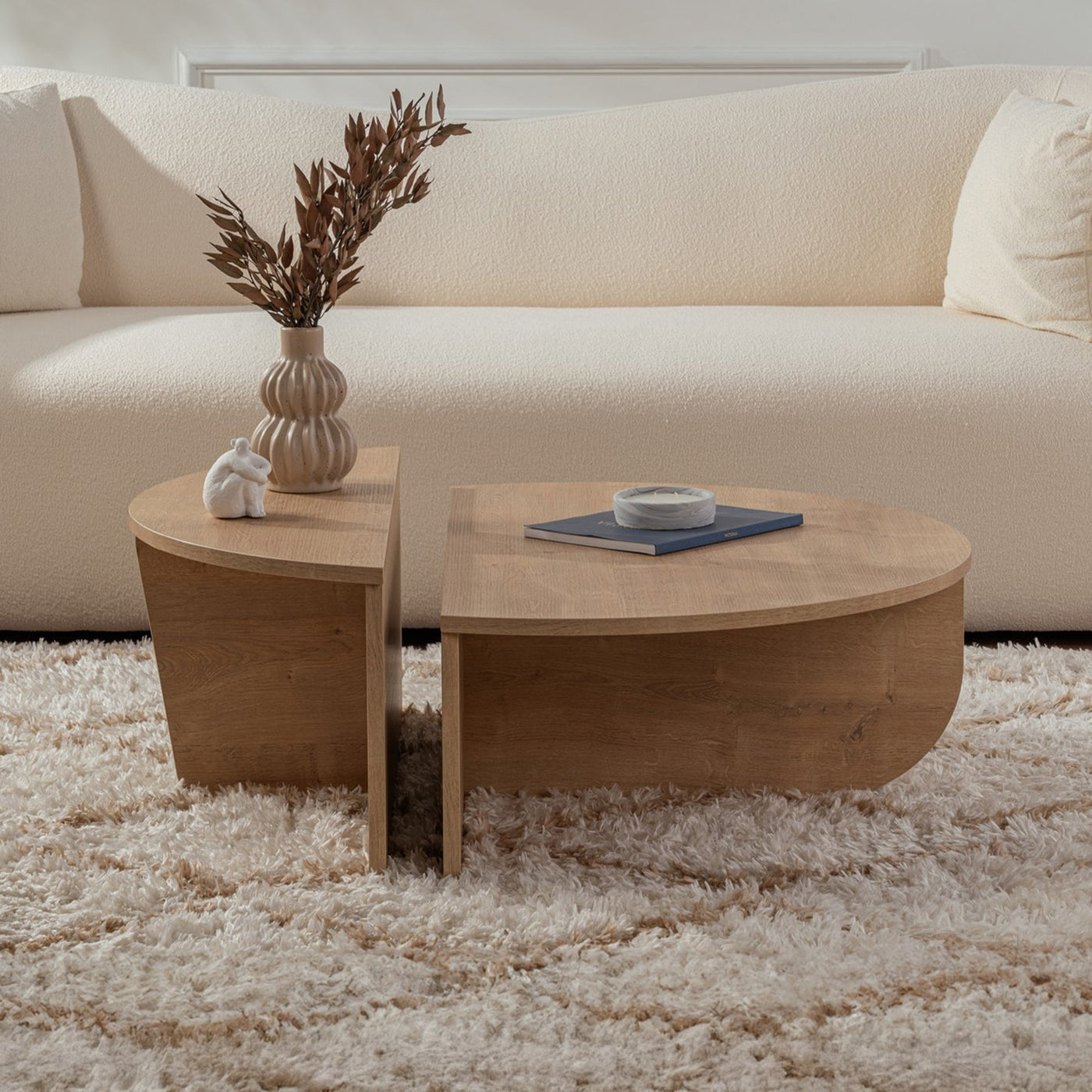 ELYNA Table basse ronde couleur bois clair D90 cm - Table basse - Mobilier Deco