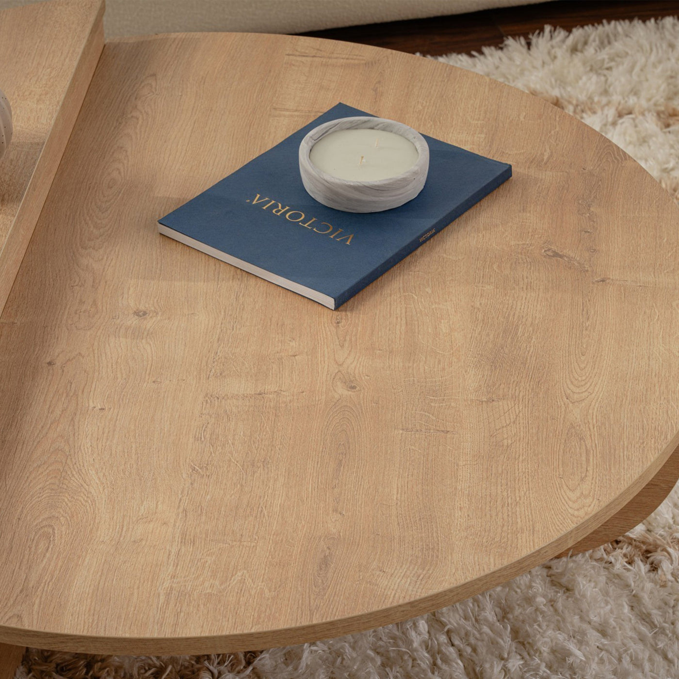 ELYNA Table basse ronde couleur bois clair D90 cm - Table basse - Mobilier Deco