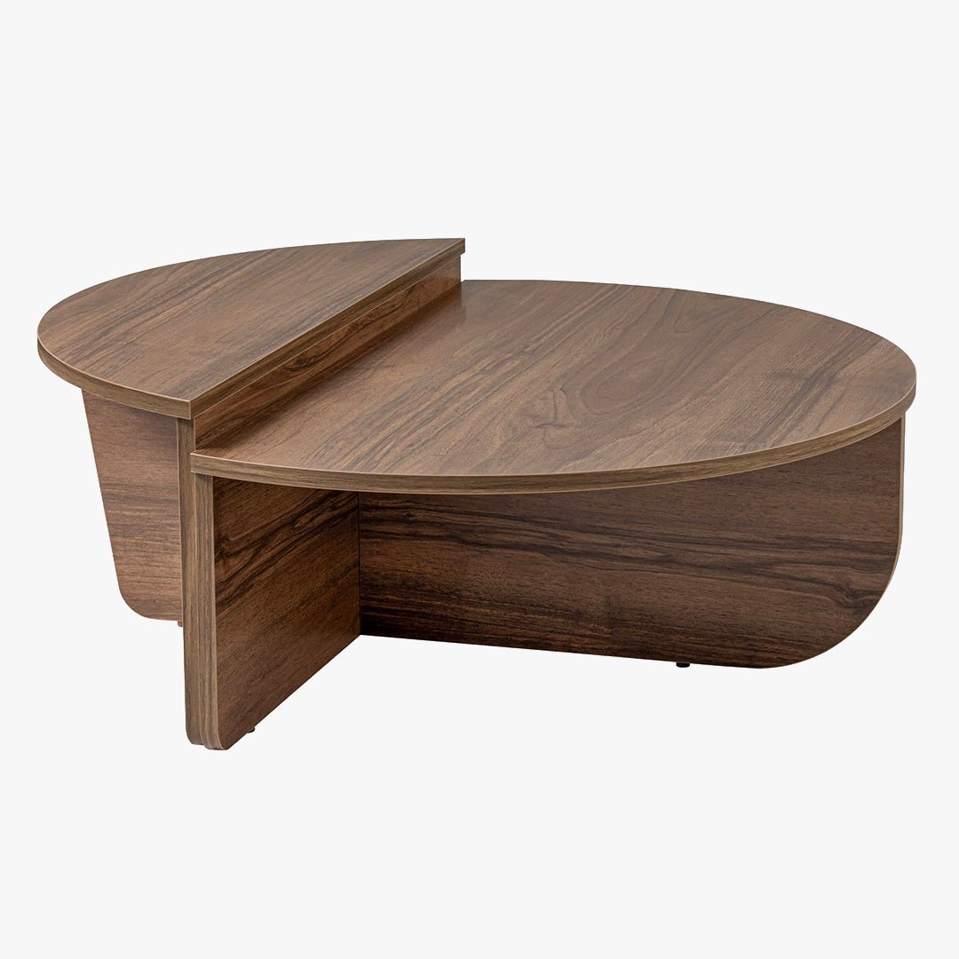 ELYNA Table basse ronde couleur bois foncé D90 cm - Table basse - Mobilier Deco