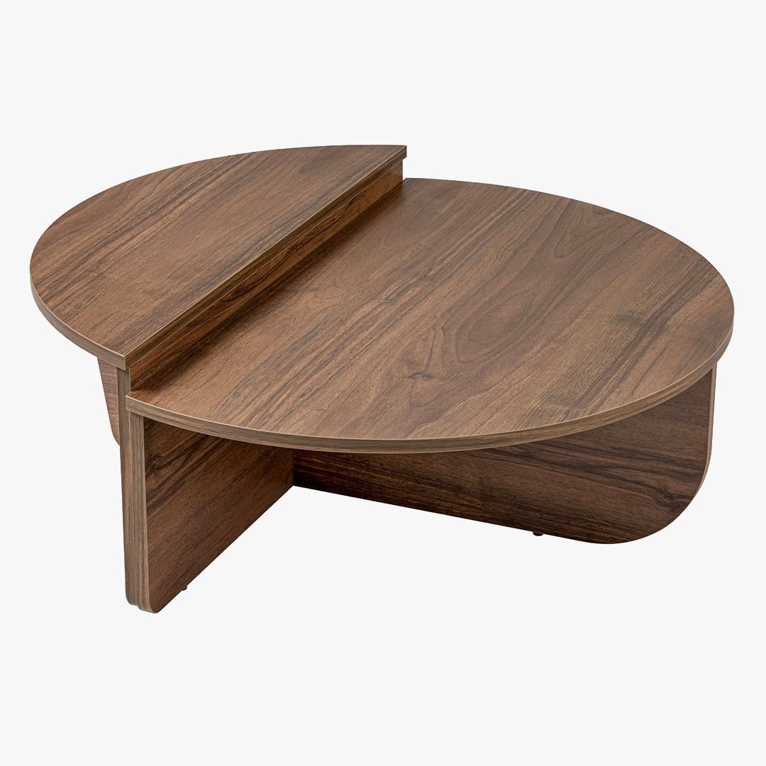 ELYNA Table basse ronde couleur bois foncé D90 cm - Table basse - Mobilier Deco