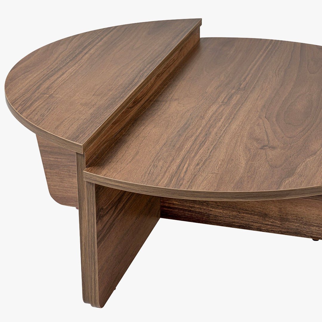 ELYNA Table basse ronde couleur bois foncé D90 cm - Table basse - Mobilier Deco