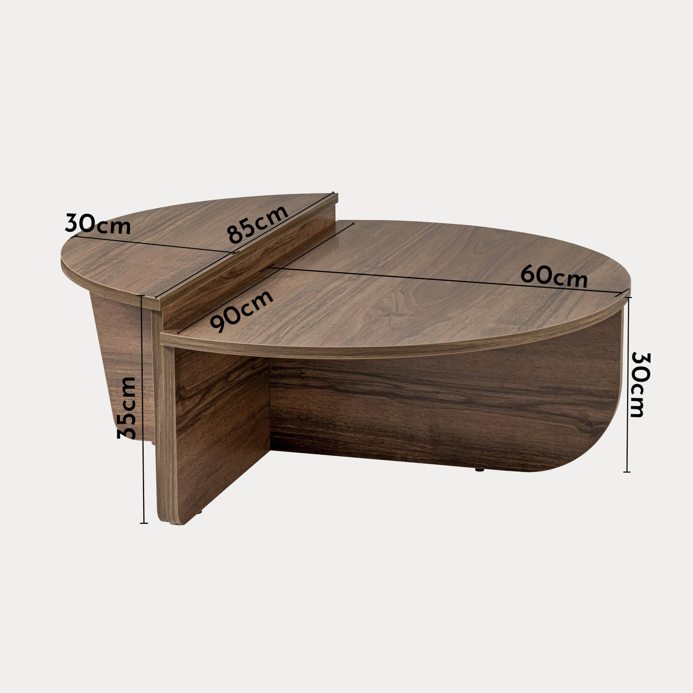 ELYNA Table basse ronde couleur bois foncé D90 cm - Table basse - Mobilier Deco