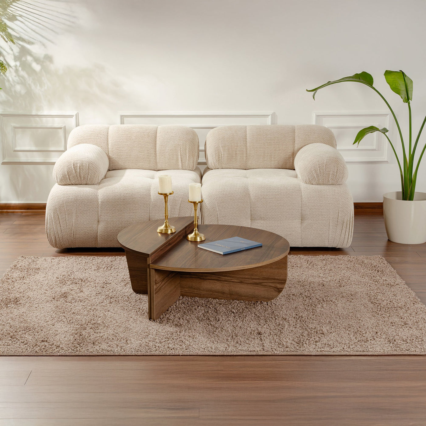 ELYNA Table basse ronde couleur bois foncé D90 cm - Table basse - Mobilier Deco