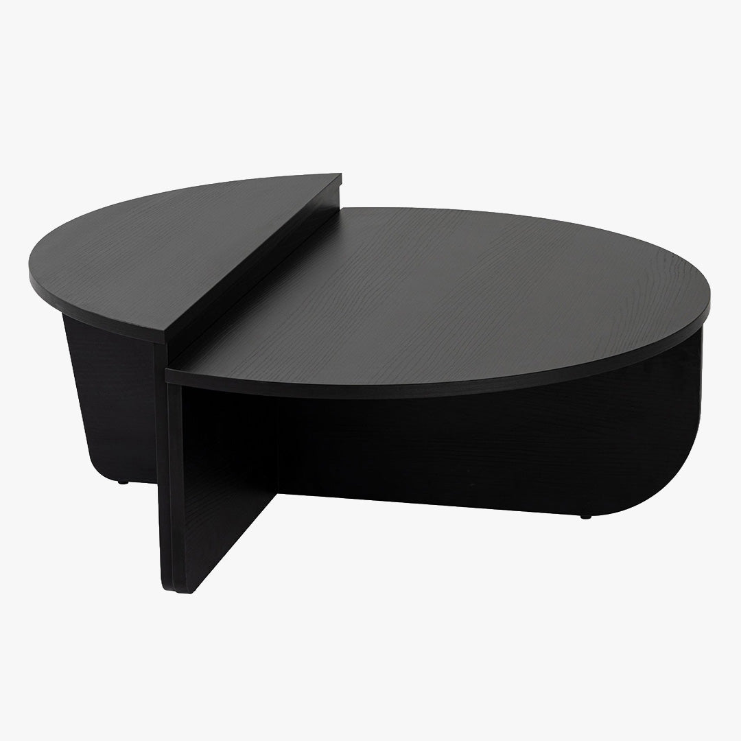 ELYNA Table basse ronde couleur bois noir D90 cm - Table basse - Mobilier Deco