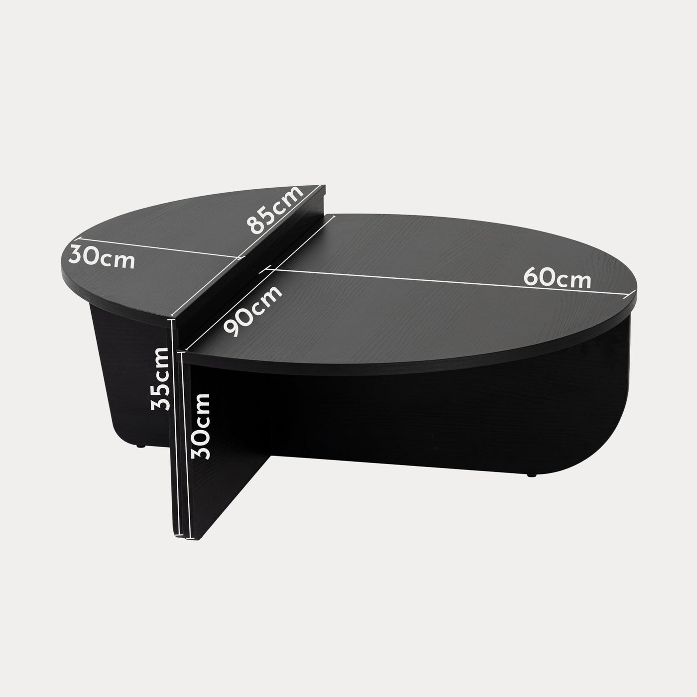 ELYNA Table basse ronde couleur bois noir D90 cm - Table basse - Mobilier Deco